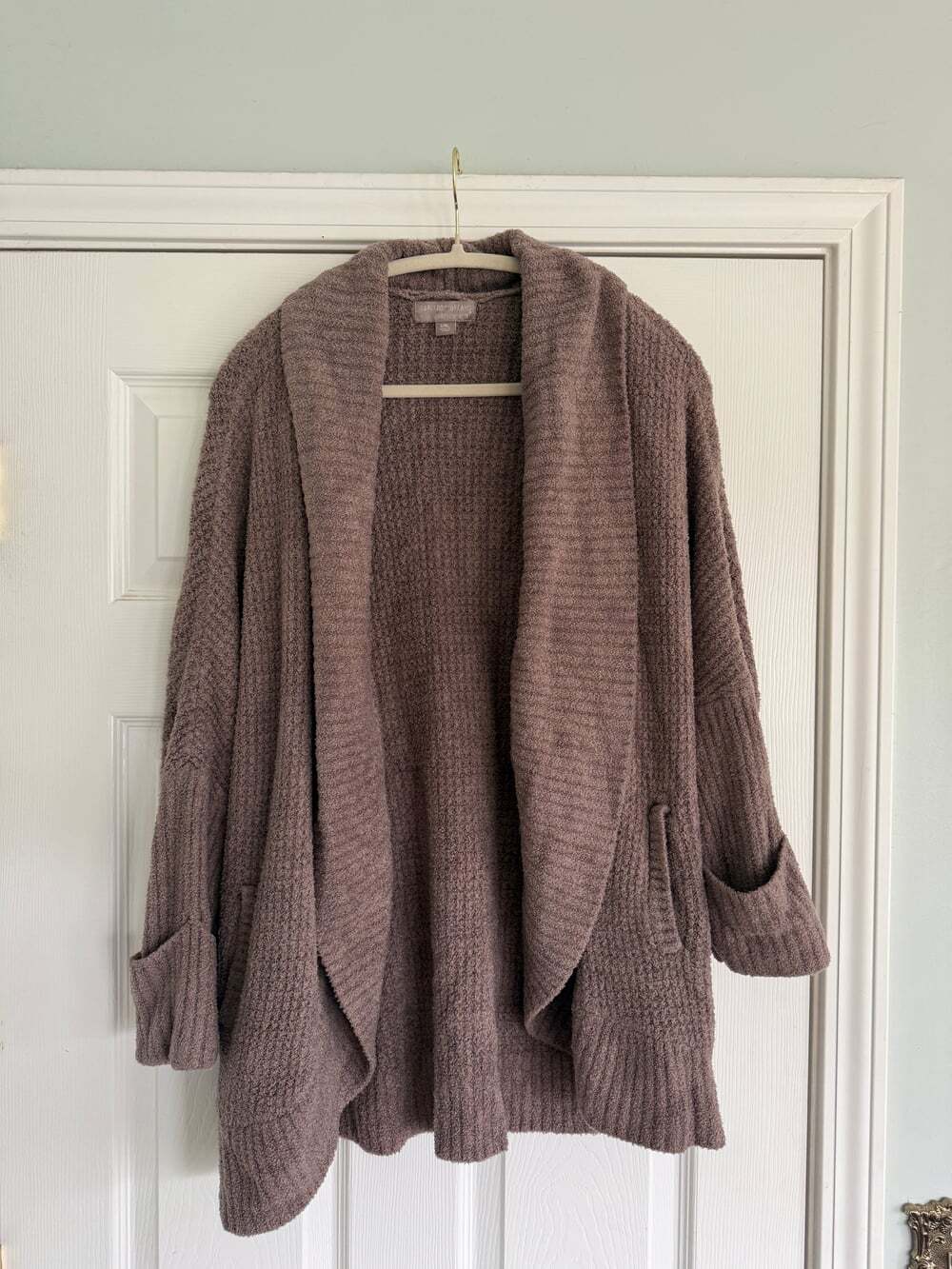 Barefoot Dreams CozyChic Lite Women's Shawl Cardigan L/XL Mauve Open Front